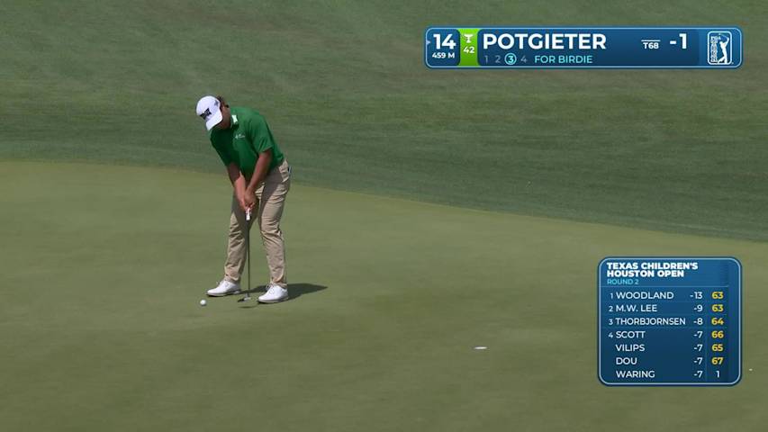 Aldrich Potgieter sinks 10-foot birdie putt on No. 14 at Texas Children's