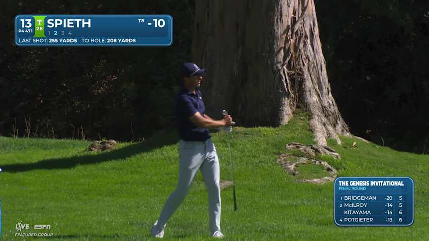Jordan Spieth sinks 29-foot birdie putt on No. 13 at The Genesis