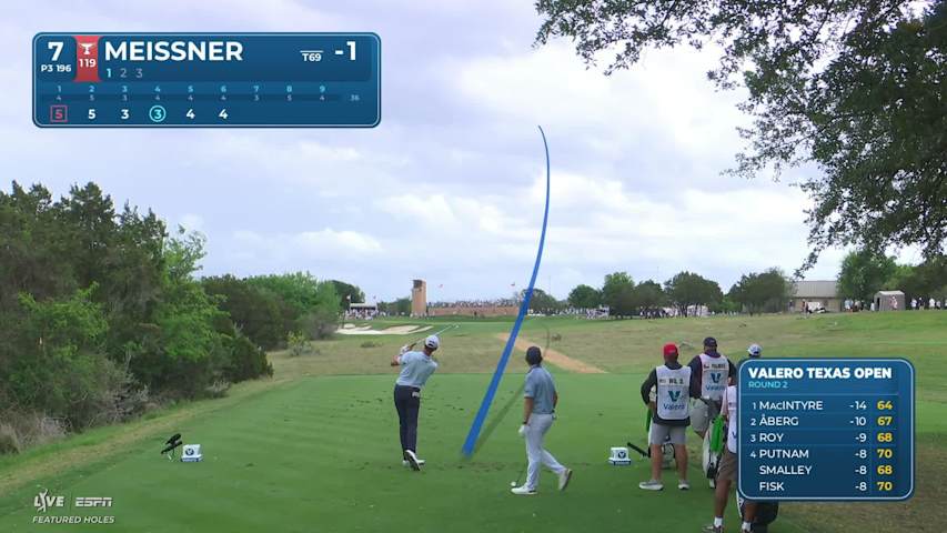 Mac Meissner hits tee shot to 5 feet, sets up birdie on No. 7 at Valero