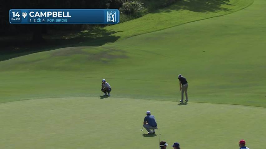 Brian Campbell sinks 14-foot birdie putt on No. 14 at Baycurrent