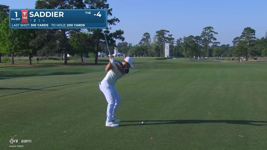 Adrien Saddier hits 201-yard approach to 10 feet, sets up birdie on No. 1 at Texas Children's