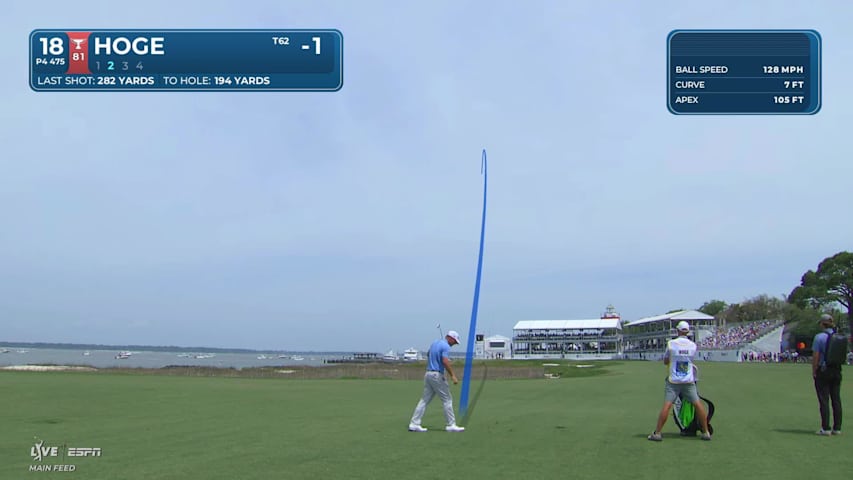Tom Hoge holes 25-foot approach for birdie on No. 18 at RBC Heritage