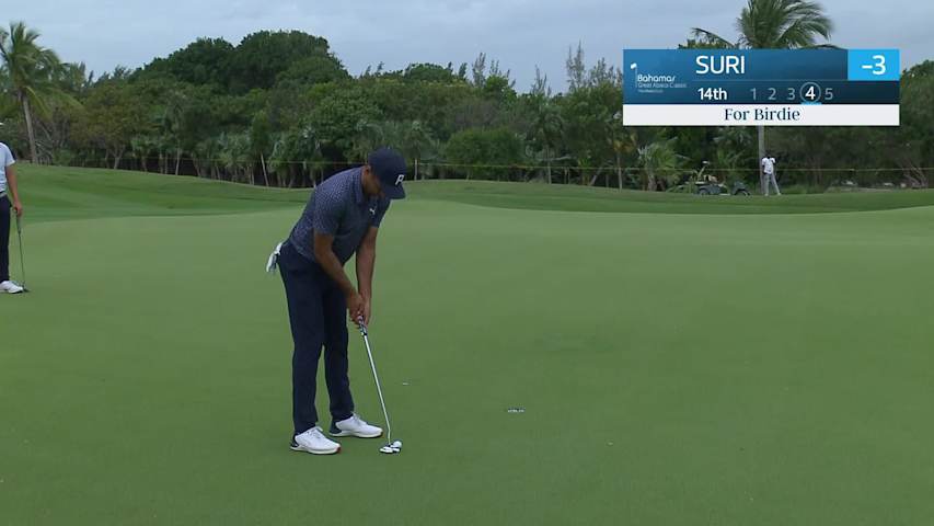Julian Suri makes birdie on No. 14 at Great Abaco Classic