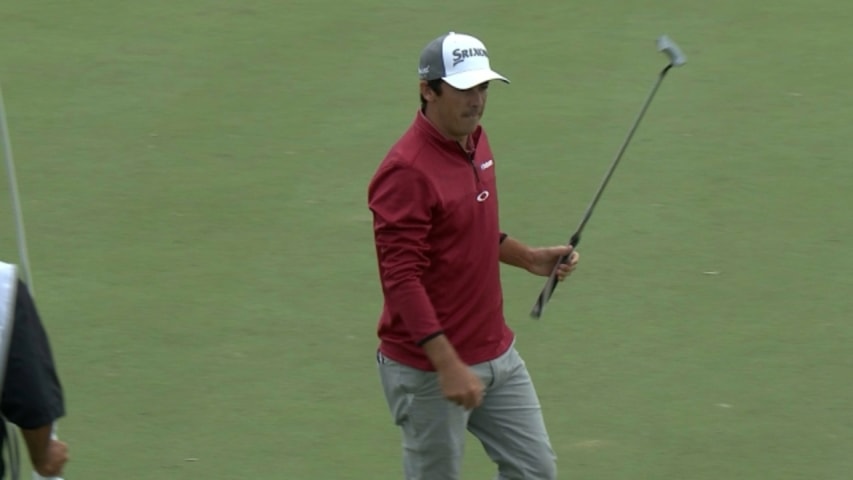Jon Curran makes birdie from 24 feet at The RSM Classic