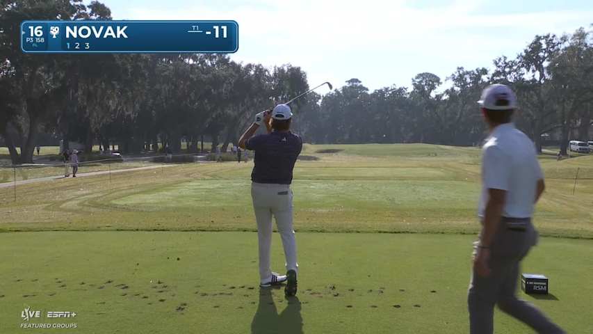 Andrew Novak makes birdie on No. 16 at The RSM Classic