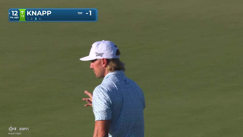 Jake Knapp holes 28-foot birdie putt on No. 12 at Texas Children's
