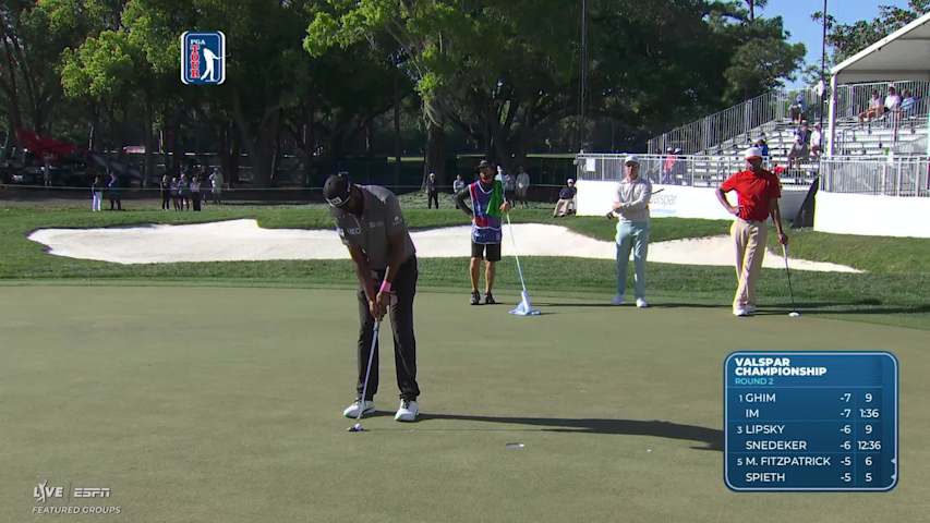 Sahith Theegala sinks 3-foot birdie putt on No. 14 at Valspar