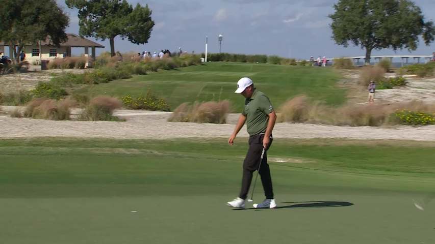 Sami Valimaki sinks 12-foot birdie putt on No. 6 at The RSM Classic