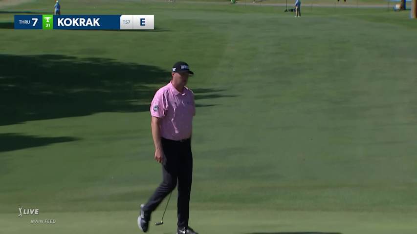 Jason Kokrak sinks a 23-foot birdie putt at Charles Schwab