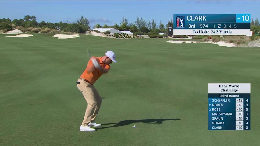 Wyndham Clark drains 5-foot birdie putt on No. 3 at Hero World Challenge
