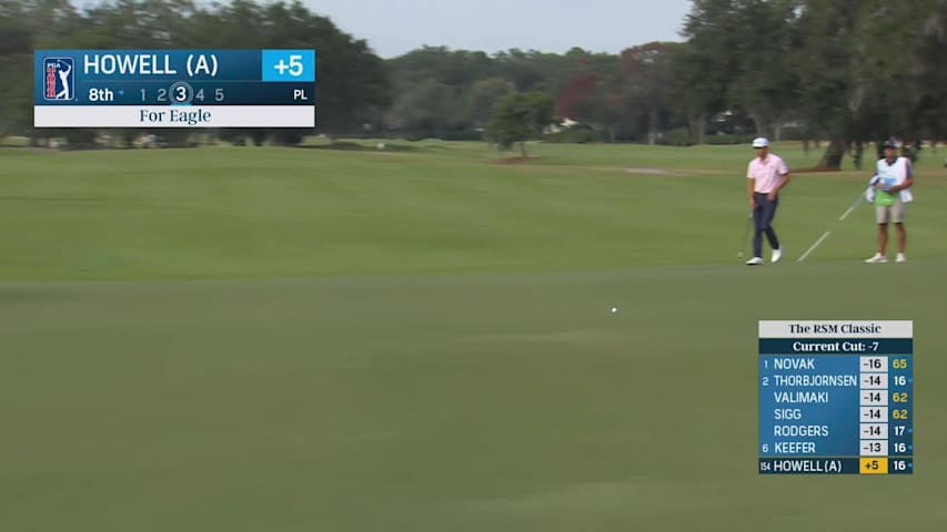 Mason Howell makes eagle putt on No. 8 at The RSM Classic