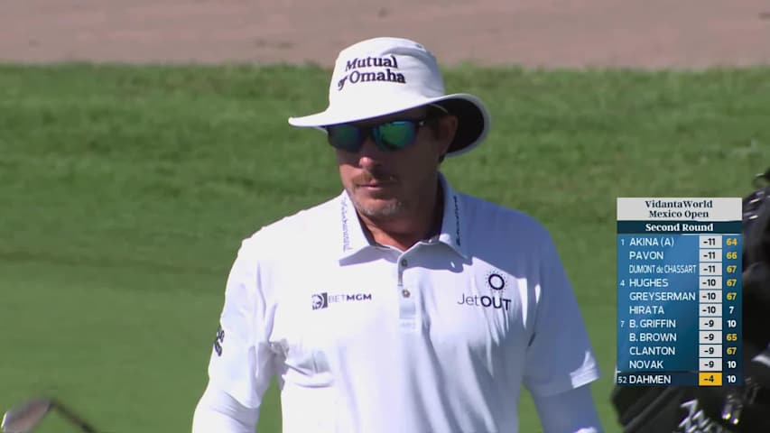 Joel Dahmen gets up-and-down from 124 yards for birdie on No. 11 at Mexico Open