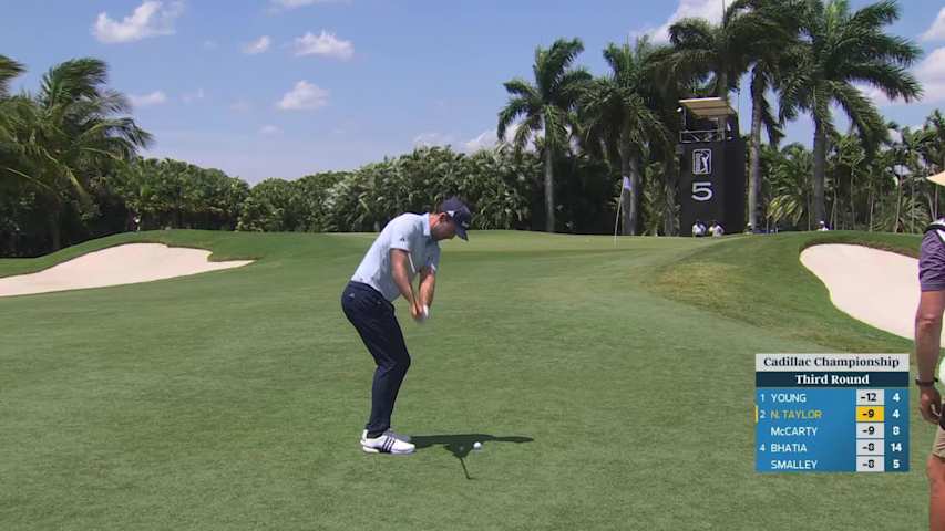 Nick Taylor sinks 6-foot birdie putt on No. 5 at Cadillac