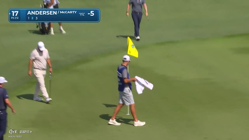 Team Matt McCarty/Mason Andersen chips in for birdie at Zurich Classic