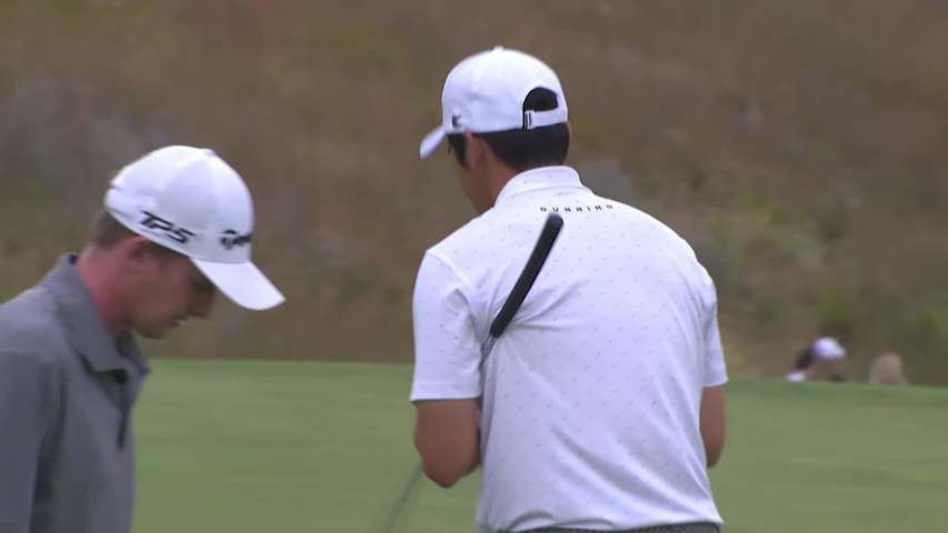 Jeffrey Kang makes birdie on No. 14 at Korn Ferry Tour Champ