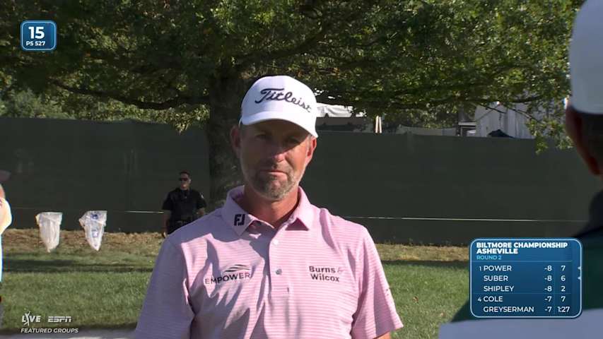 Webb Simpson sinks 9-foot birdie putt on No. 15 at Biltmore Championship