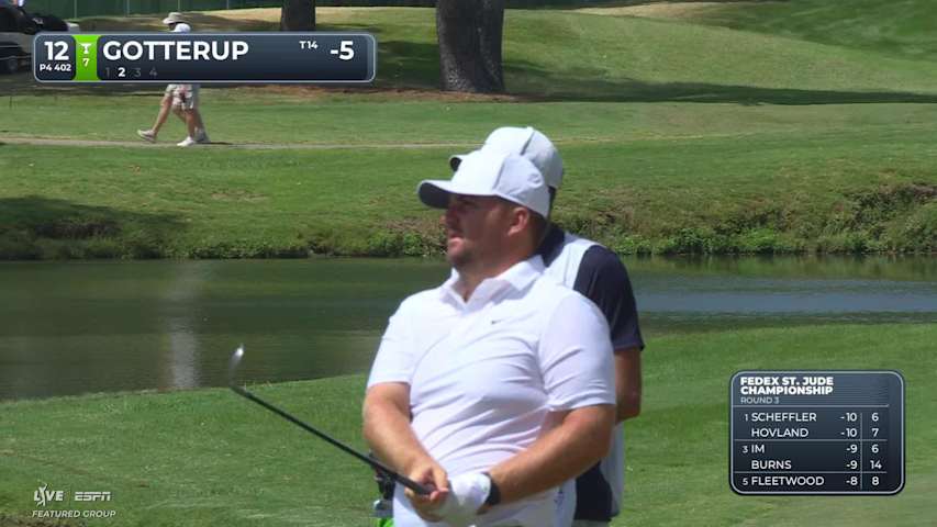 Chris Gotterup's 126-yard approach sets up birdie on No. 12 at FedEx St. Jude