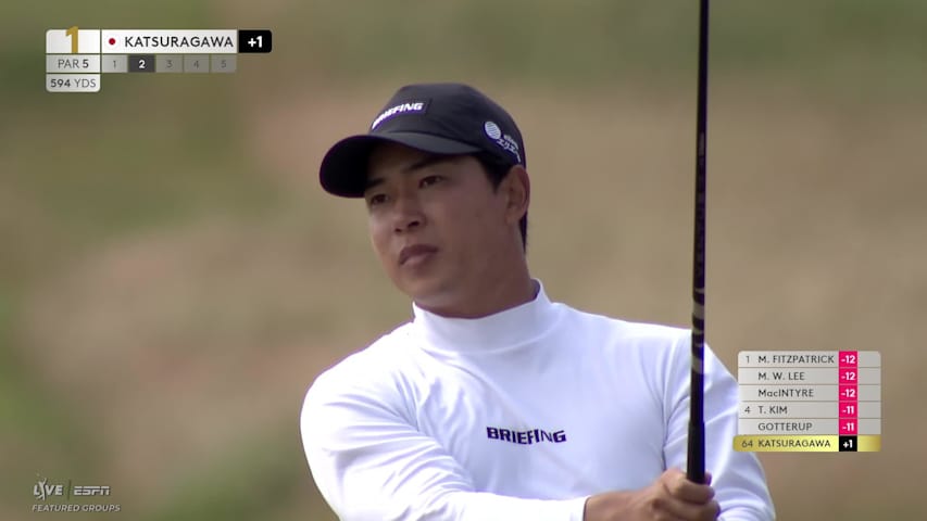 Yuto Katsuragawa gets up-and-down from 34 yards for birdie on No. 1 at Genesis Scottish Open