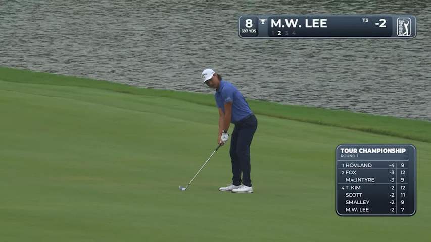 Min Woo Lee sinks 21-foot birdie putt on No. 8 at TOUR Championship