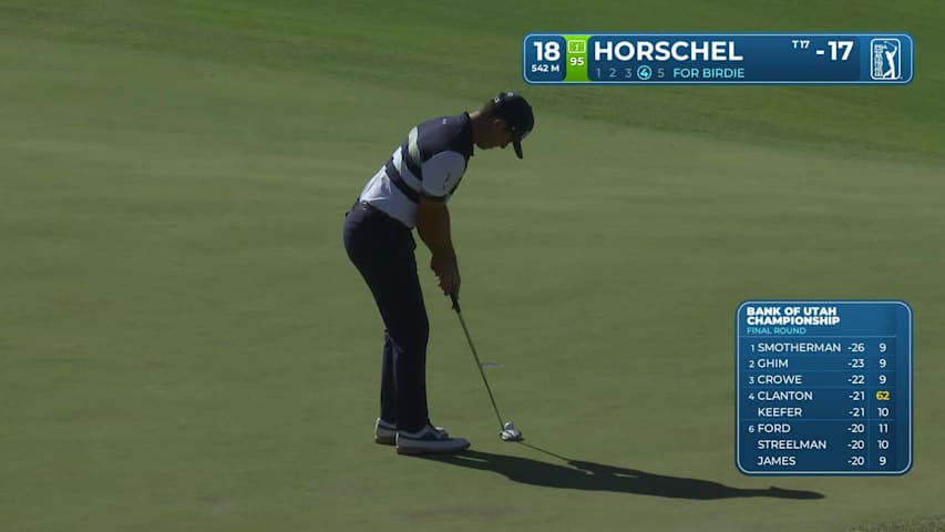 Billy Horschel sinks 6-foot birdie putt on No. 18 at Bank of Utah