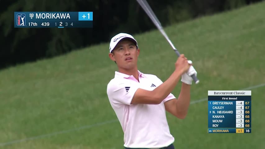Collin Morikawa sets up birdie on No. 17 with good approach at Baycurrent