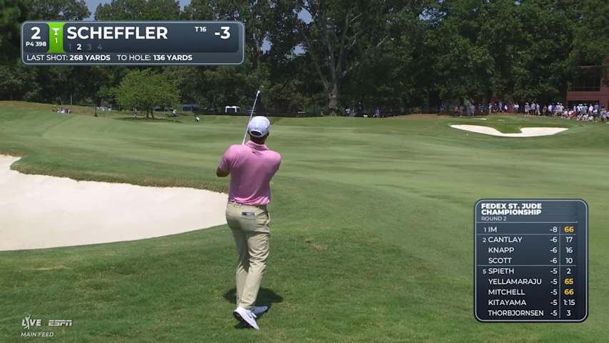 Scottie Scheffler's 138-yard approach sets up birdie on No. 2 at FedEx St. Jude