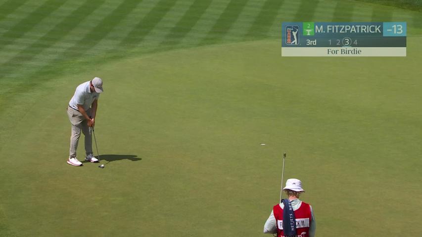 Matt Fitzpatrick drains 11-foot birdie putt on No. 3 at Travelers