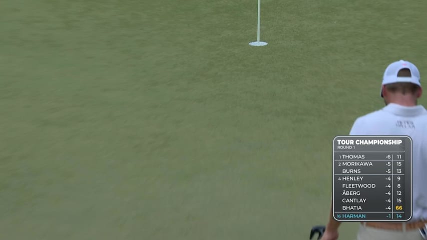 Brian Harman sinks a 42-foot birdie putt on No. 14 at TOUR Championship