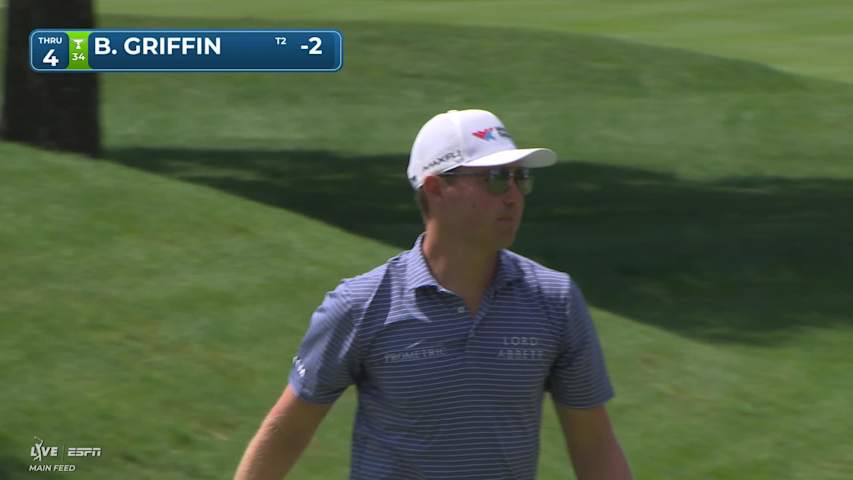 Ben Griffin drains 24-foot birdie putt on No. 4 at Travelers
