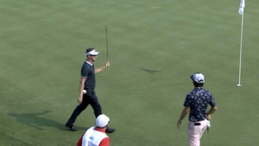 Rikard Karlberg makes the turn at 5-under in CIMB Classic