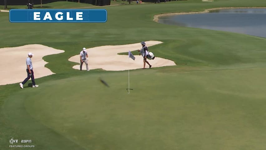 Nick Taylor holes 38-foot shot from the rough for eagle on No. 8 at Cadillac