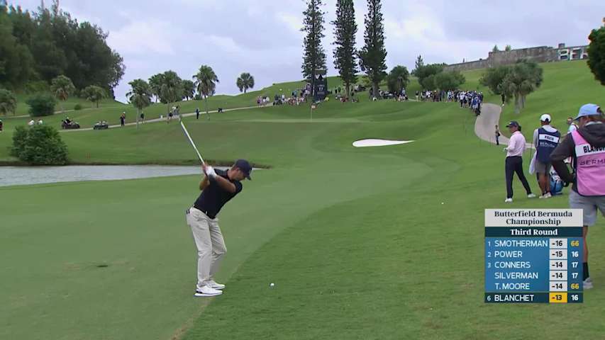 Chandler Blanchet's 117-yard approach sets up birdie on No. 17 at Butterfield Bermuda