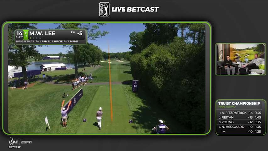 Min Woo Lee sinks 26-foot putt for eagle on No. 14 at Truist