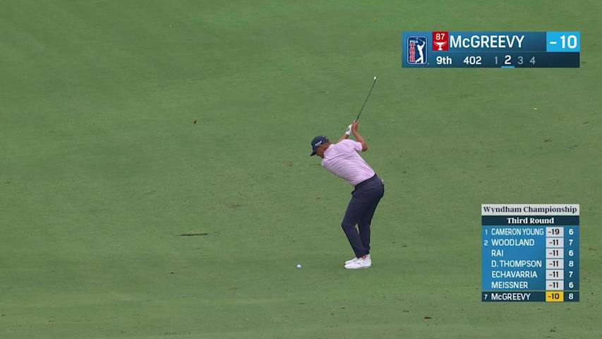 Max McGreevy makes birdie on No. 9 at Wyndham