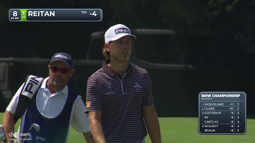 Kristoffer Reitan sinks 3-foot putt for birdie on No. 8 at BMW Championship
