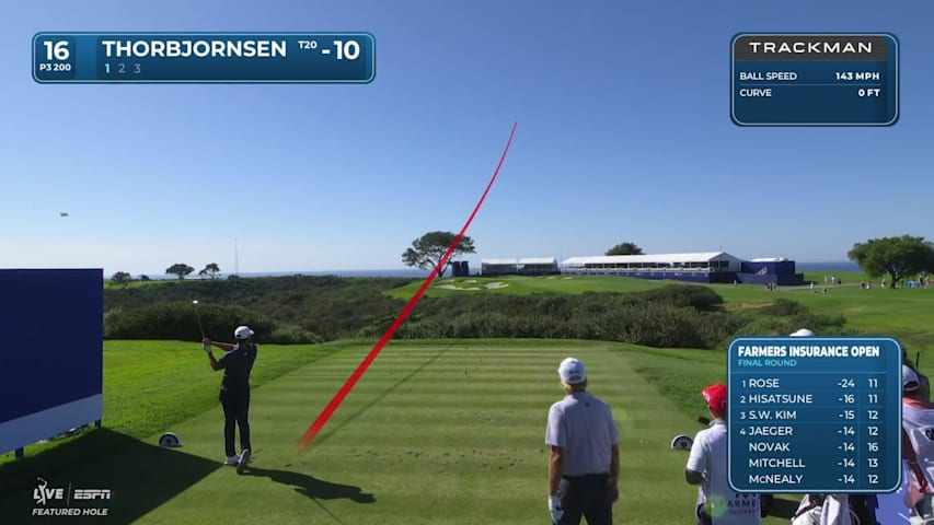 Michael Thorbjornsen's 200-yard tee shot sets up birdie on No. 16 at Farmers