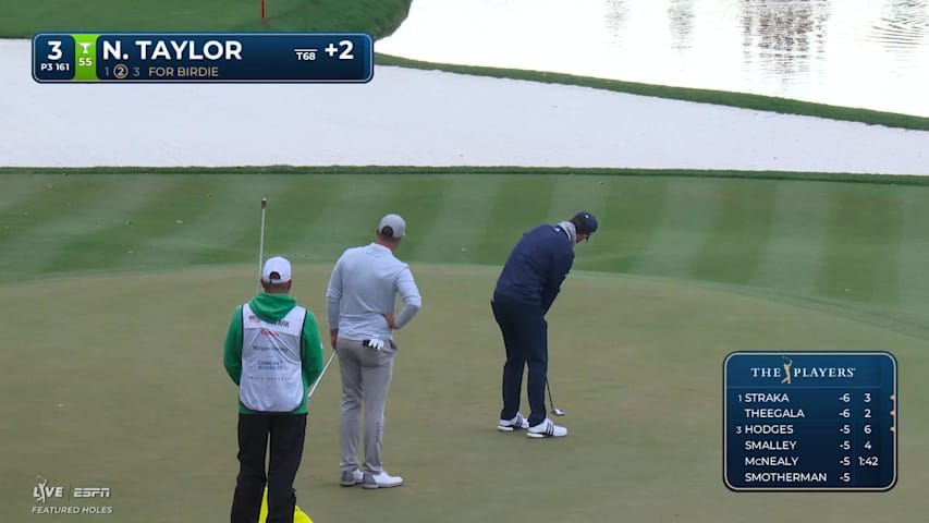 Nick Taylor sinks 20-foot birdie putt on No. 3 at THE PLAYERS