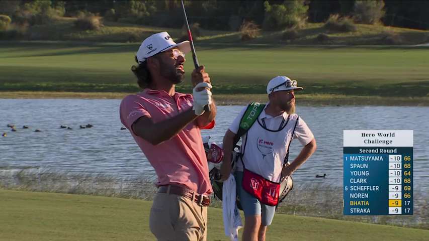 Akshay Bhatia rolls in 18-footer to finish with birdie at Hero World Challenge