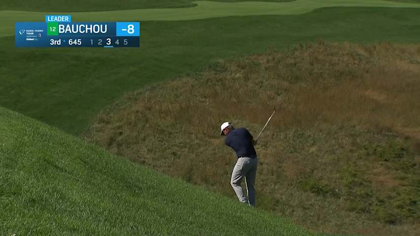 Zach Bauchou converts birdie after missing the green at Korn Ferry Tour Champ