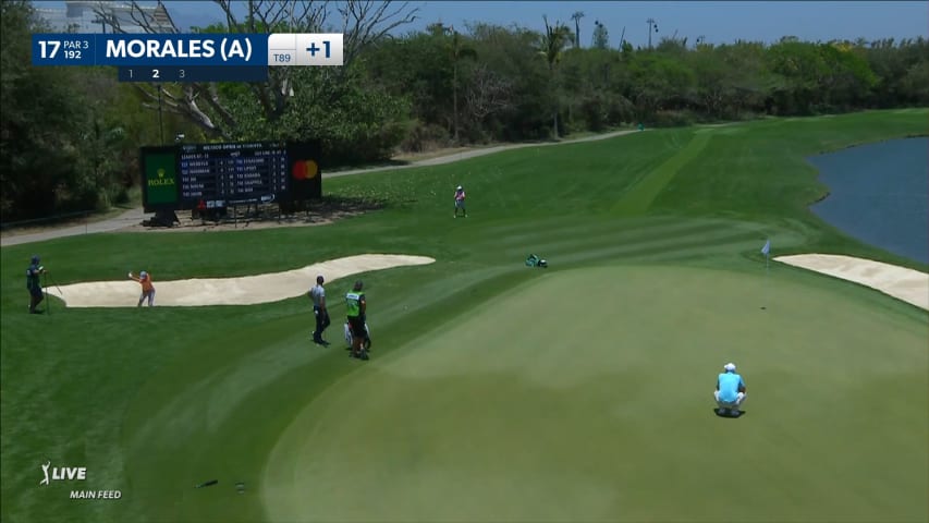 Omar Morales drains bunker hole-out for birdie at Mexico Open