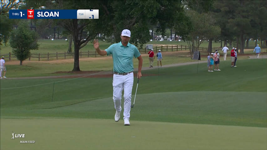Roger Sloan sends in an 18-footer for birdie at Houston Open
