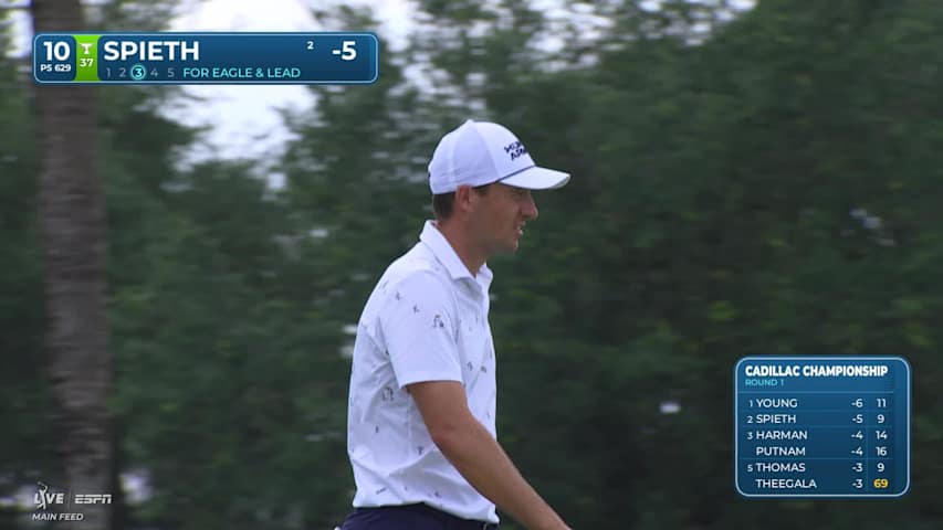 Jordan Spieth reaches par-5 No. 10 in two, makes birdie at Cadillac
