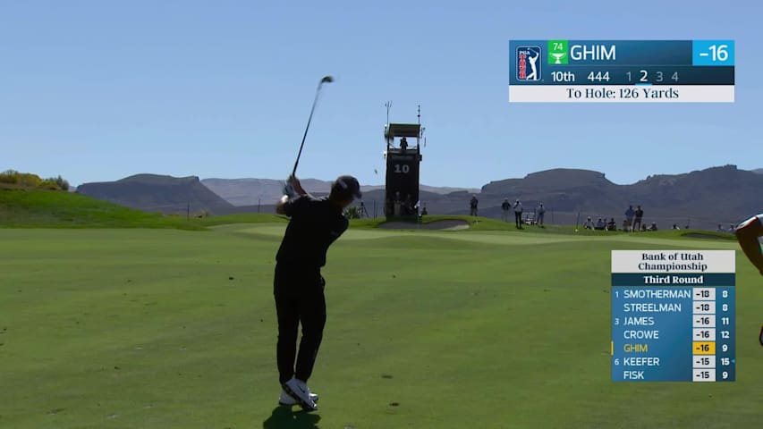 Doug Ghim gets up-and-down from 123 yards for birdie on No. 10 at Bank of Utah
