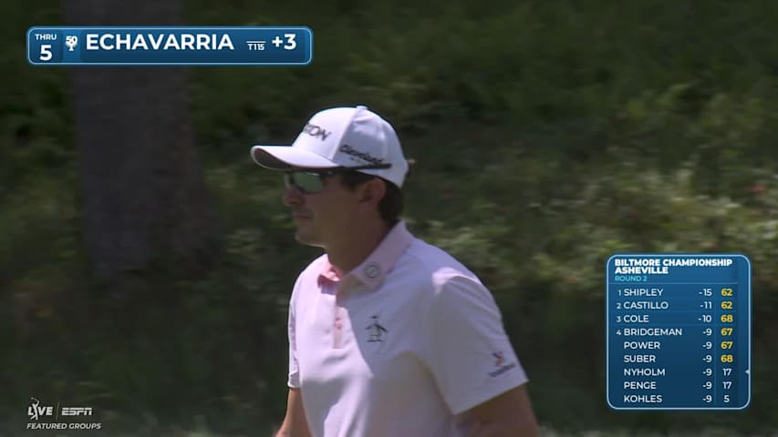 Nico Echavarria sinks 22-foot birdie putt on No. 5 at Biltmore Championship