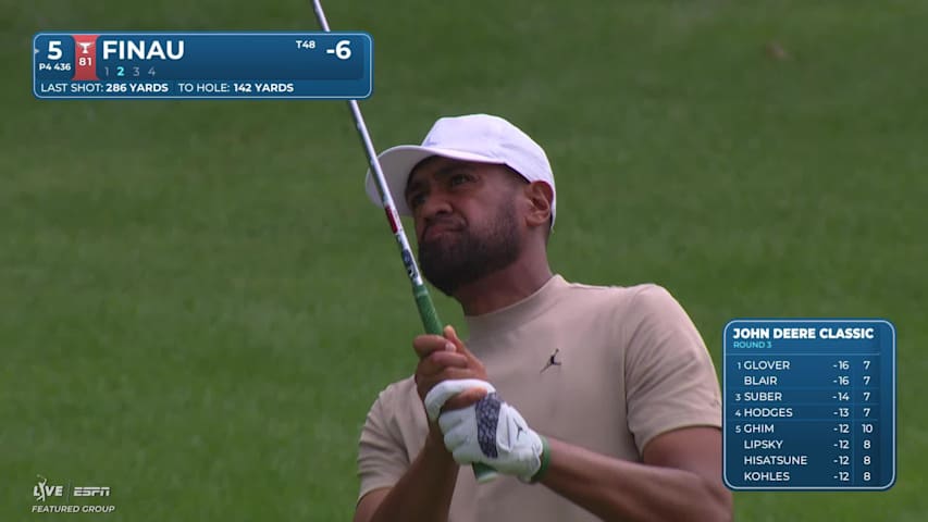 Tony Finau sinks 22-foot birdie putt on No. 5 at John Deere