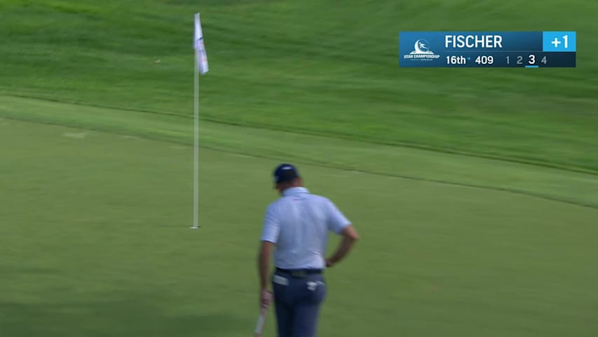 Zack Fischer holes pitch from below the green for birdie at Utah Championship