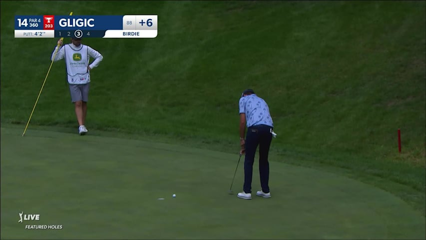 Michael Gligic makes putt for birdie at John Deere