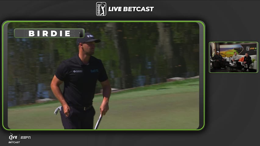 Wyndham Clark sinks 14-foot birdie putt on No. 14 at RBC Heritage