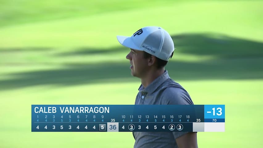 Caleb VanArragon holes out for birdie on No. 17 at Simmons Bank Open