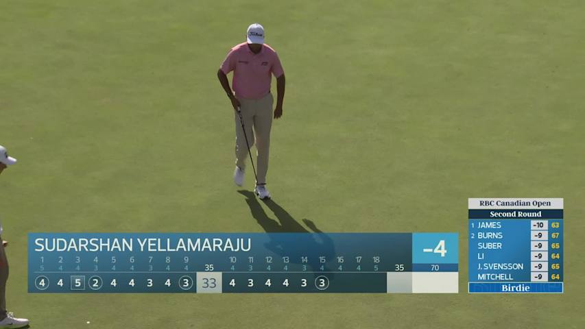 Sudarshan Yellamaraju sinks 18-foot birdie putt on No. 15 at RBC Canadian